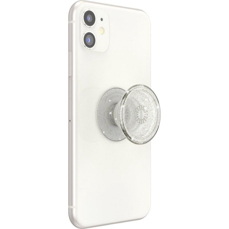slide 5 of 5, PopSockets PopGrip Cell Phone Grip & Stand - Clear Silver Glitter, 1 ct