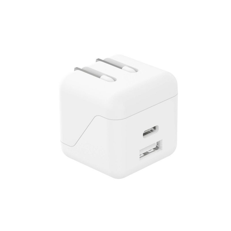 slide 2 of 6, Just Wireless Dual Port USB-A and USB-C Wall Charger - White, 1 ct