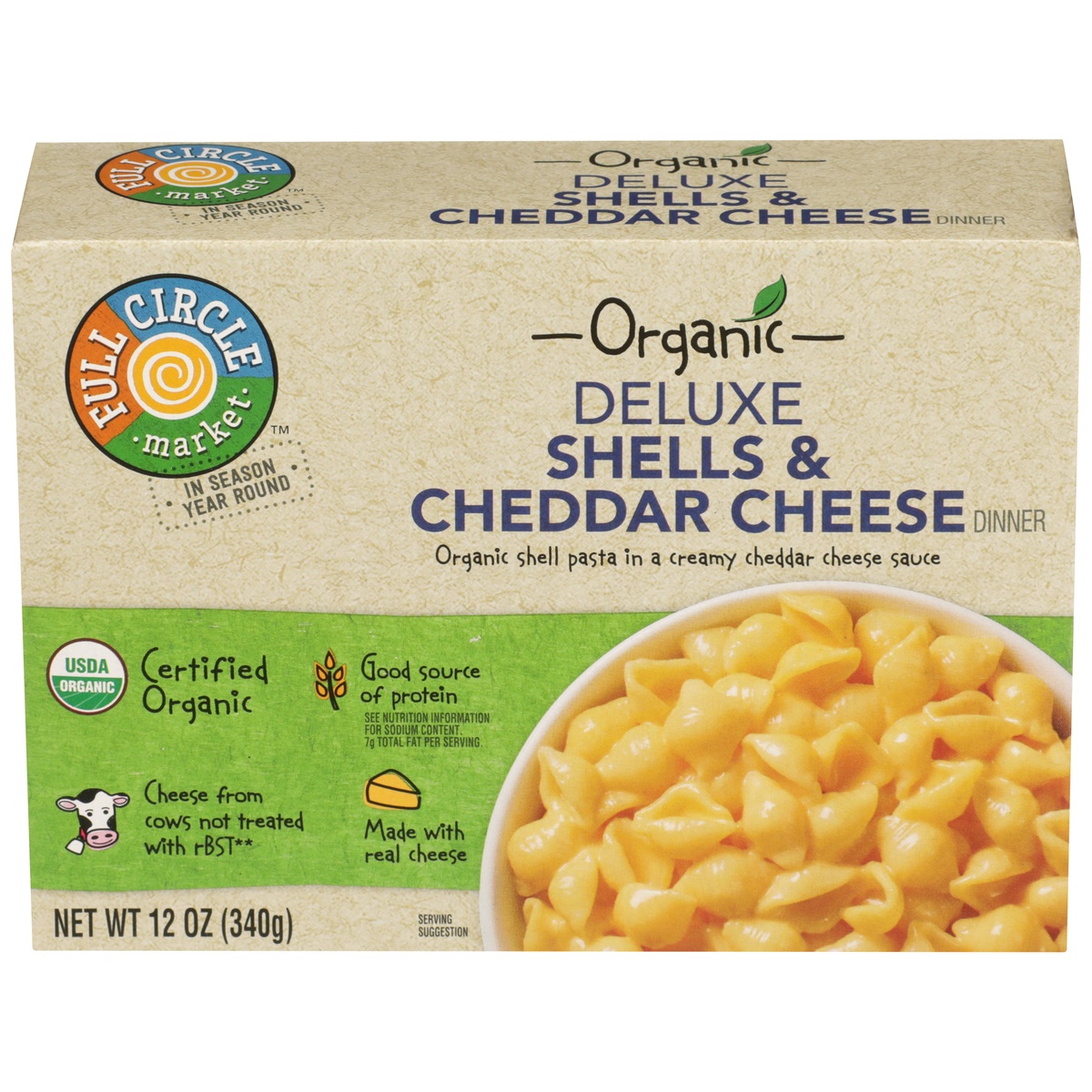 slide 1 of 1, Full Circle Market Deluxe Shells & Cheddar Cheese Dinner, 12 oz