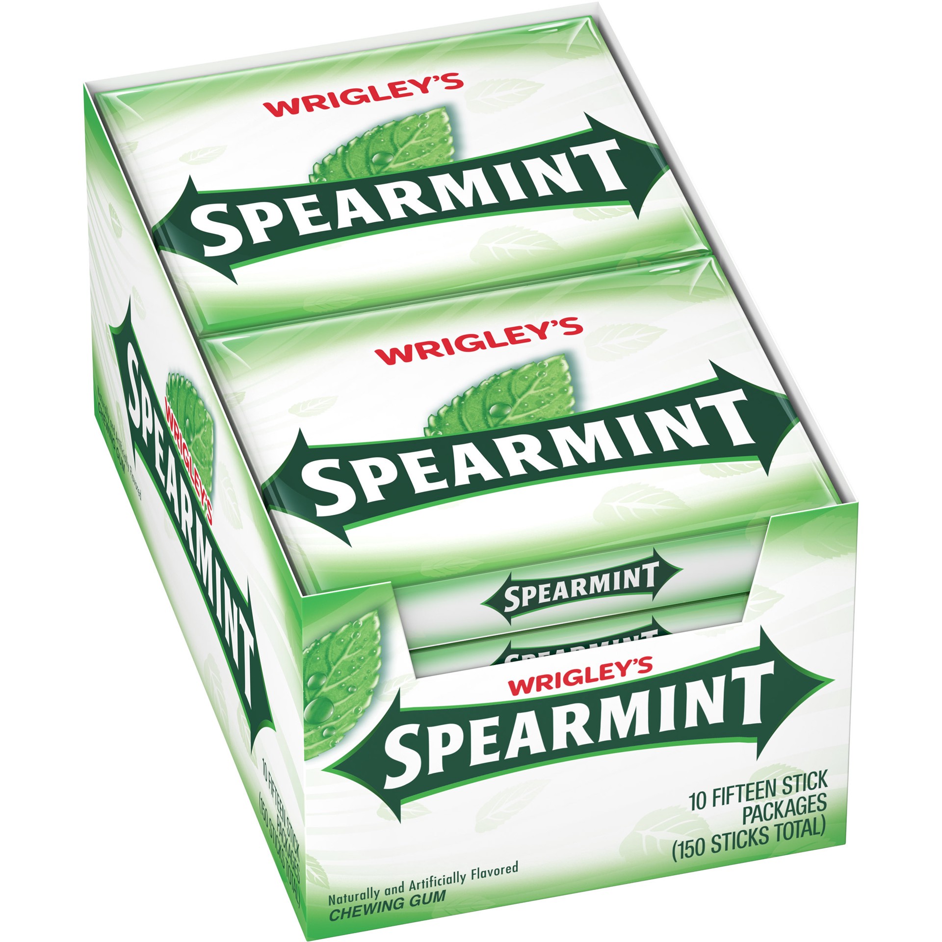 slide 1 of 5, WRIGLEY'S SPEARMINT Chewing Gum, 15 Piece (10 Packs), 10 ct