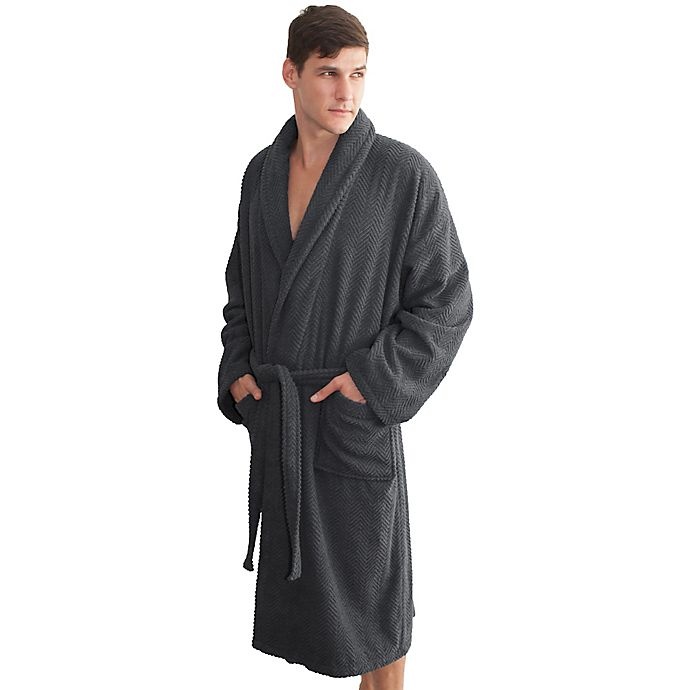 slide 4 of 5, Linum Home Textiles Small/Medium Herringbone Unisex Turkish Cotton Bathrobe - Grey, 1 ct