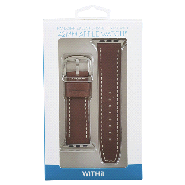 slide 1 of 1, WITHit Leather Watch Band, 42MM, Brown, 1 ct