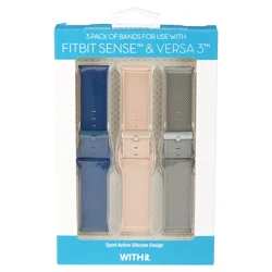 WITHit Fitbit Versa 3/Sense Woven Navy, Pink, Gray Bands