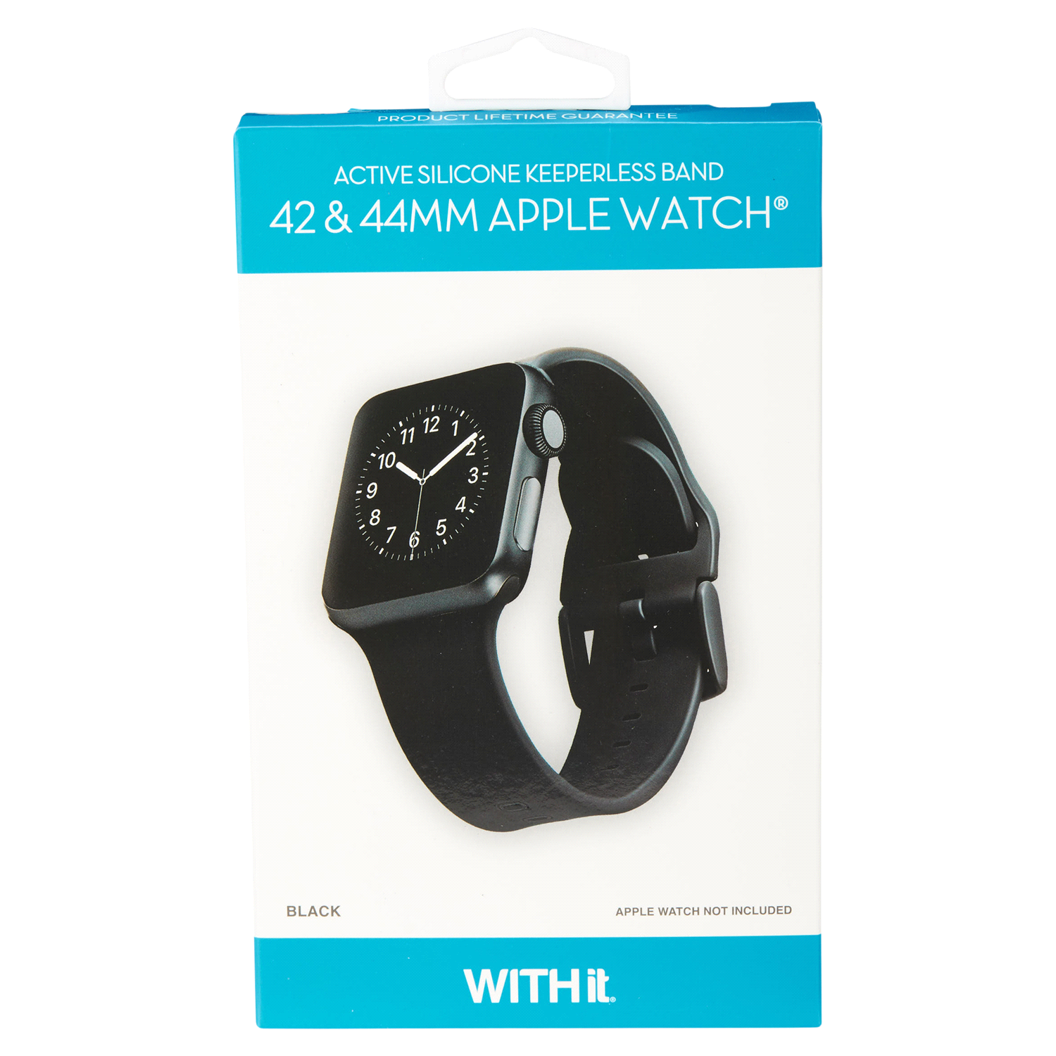 slide 1 of 5, WITHit APW 42/44mm Keeperless silicone - black, 1 ct