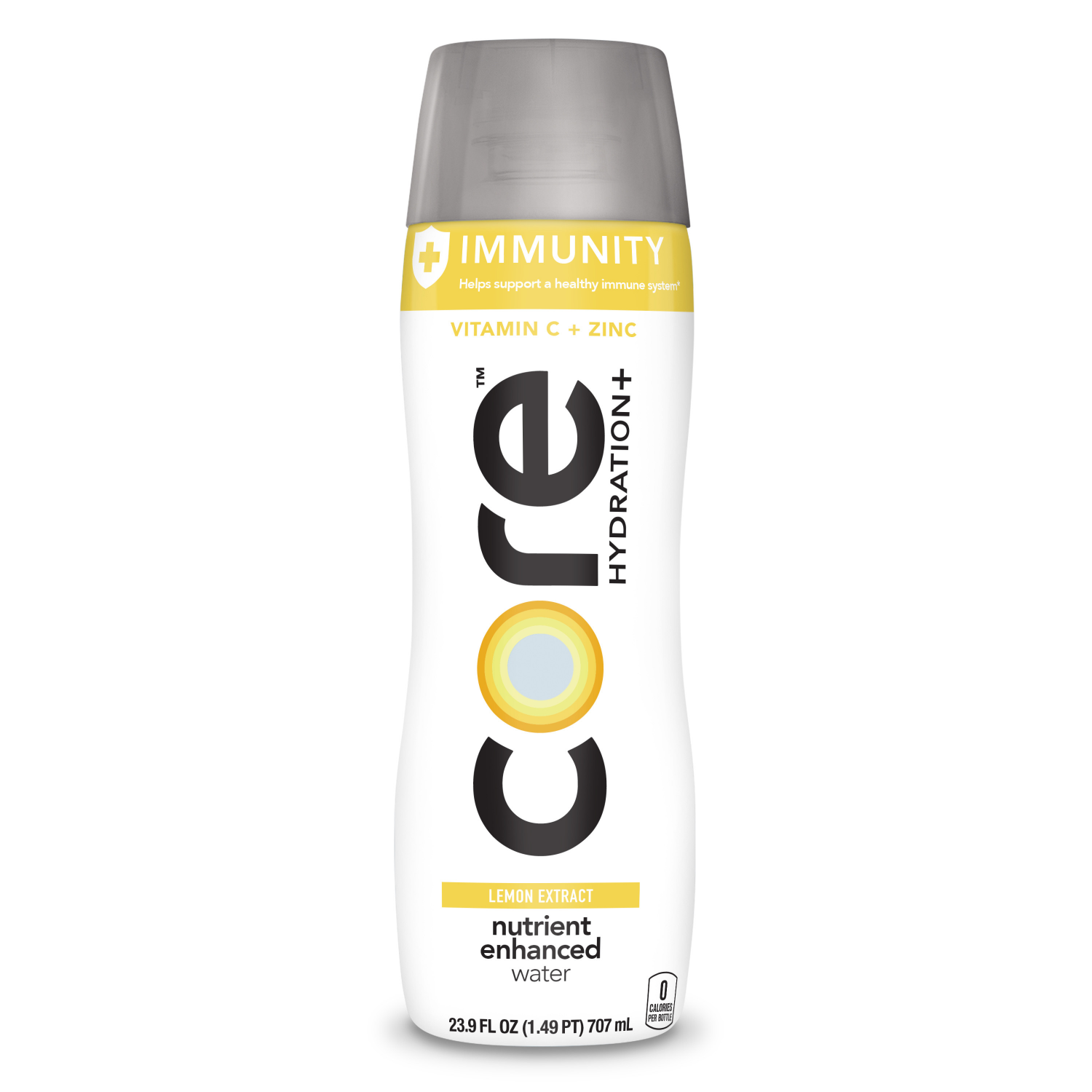 slide 3 of 3, CORE Hydration+ Immunity, Lemon Extract Nutrient Enhanced Water with Vitamin C and Zinc, 23.9 Fl Oz Bottle, 23.9 oz