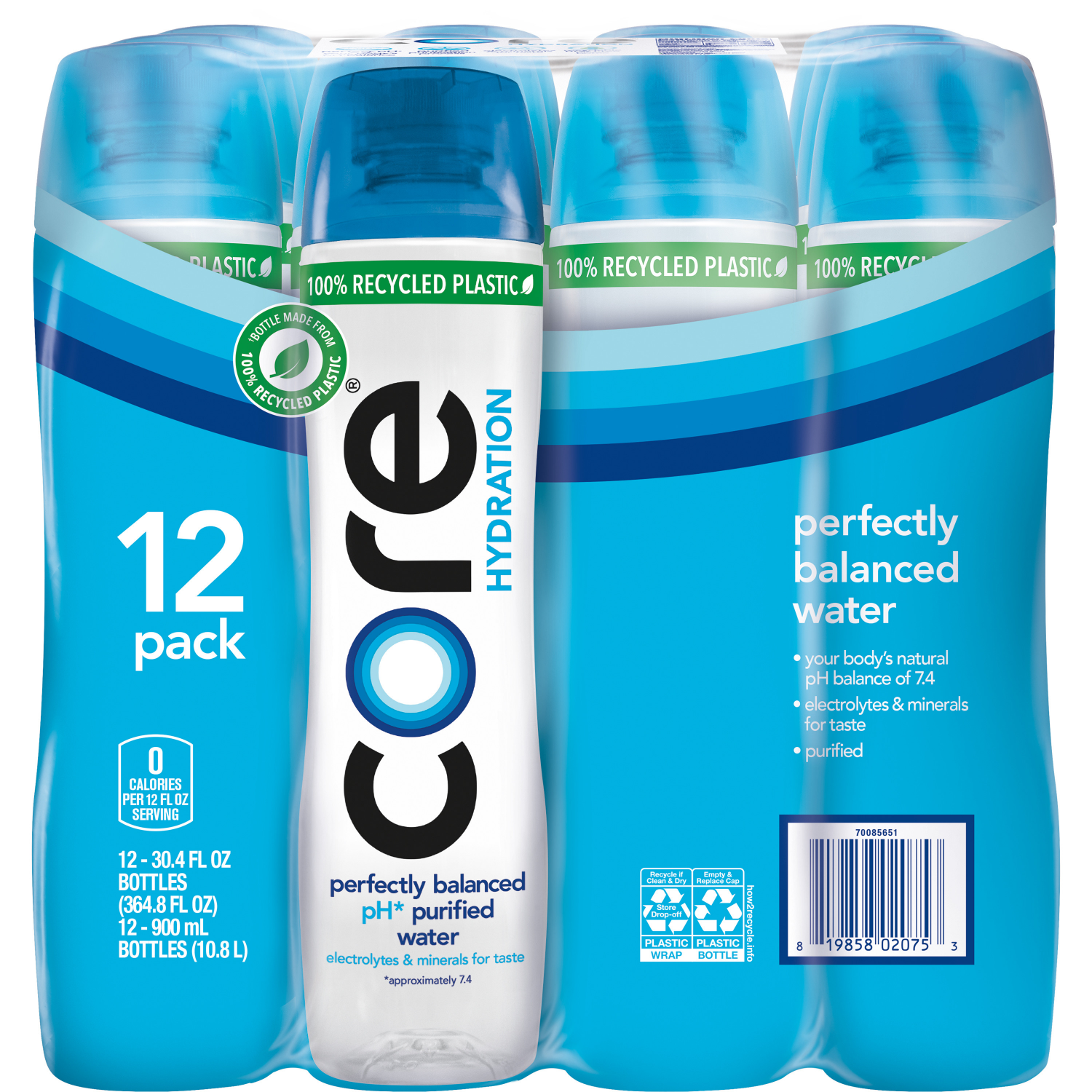 slide 4 of 5, Core Hydration Nutrient Enhanced Water, 30.4 fl oz bottles, 12 Pack, 12 ct