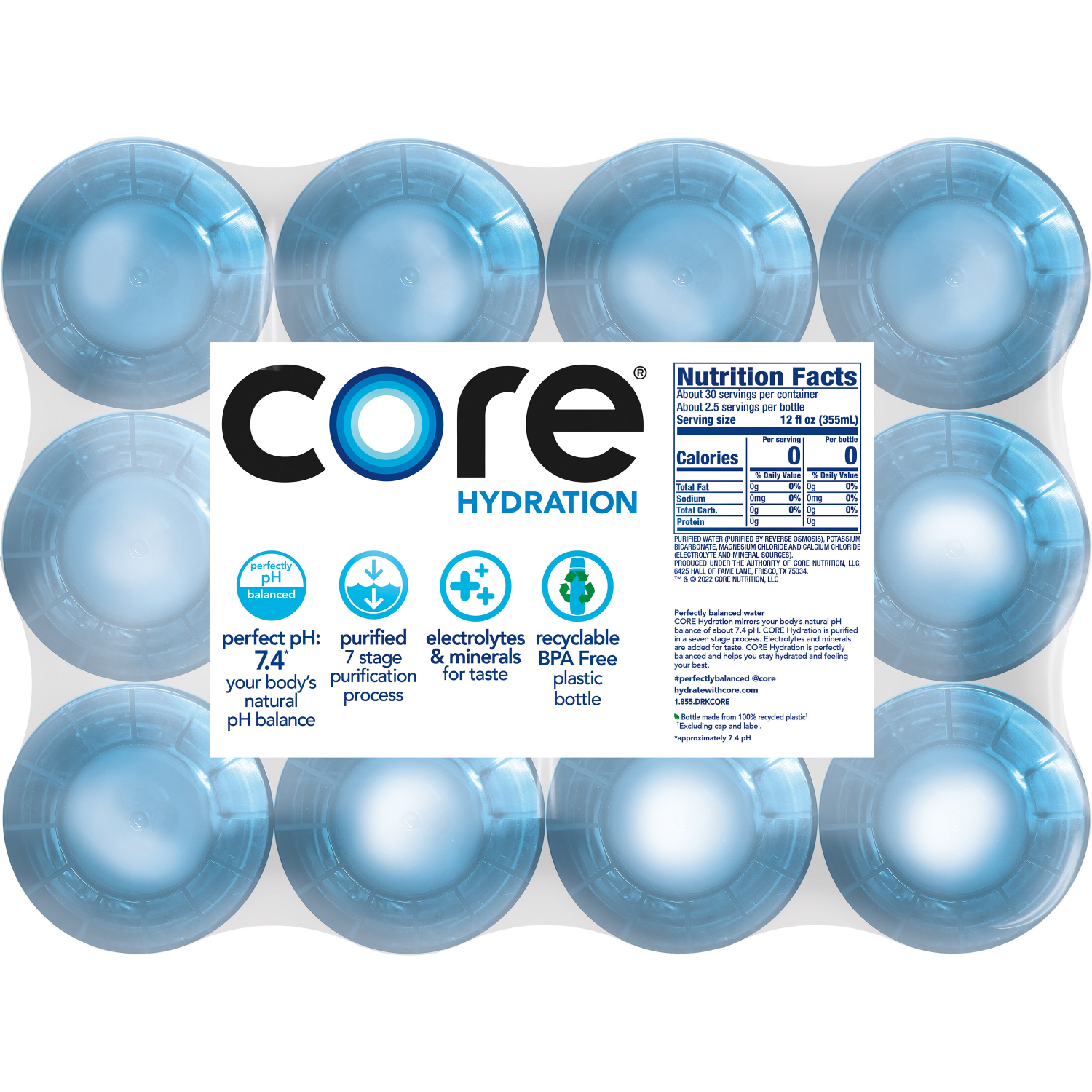 slide 5 of 5, Core Hydration Nutrient Enhanced Water, 30.4 fl oz bottles, 12 Pack, 12 ct