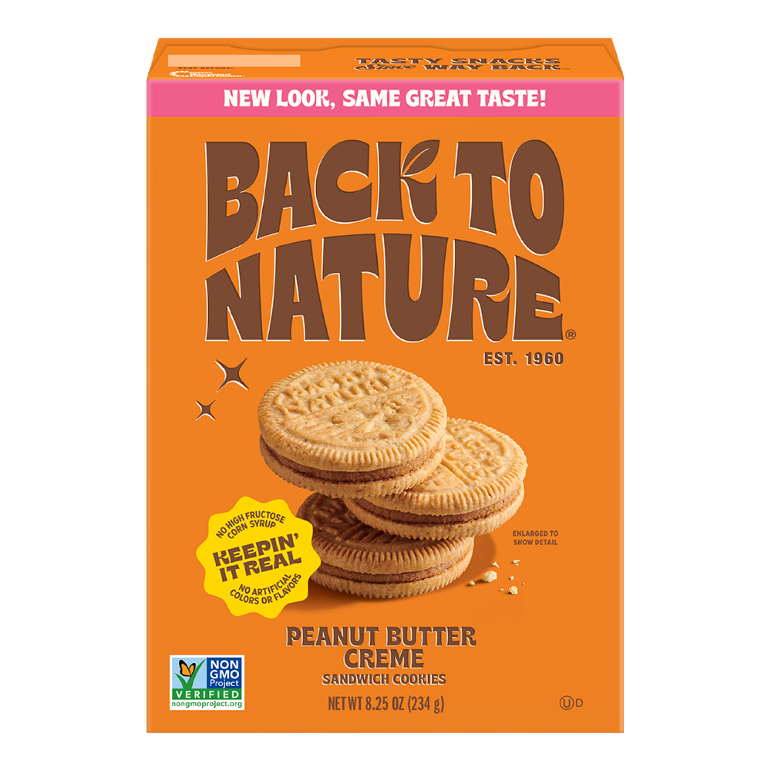 slide 1 of 2, Back to Nature Peanut Butter Creme Sandwich Cookies, 8.25 oz