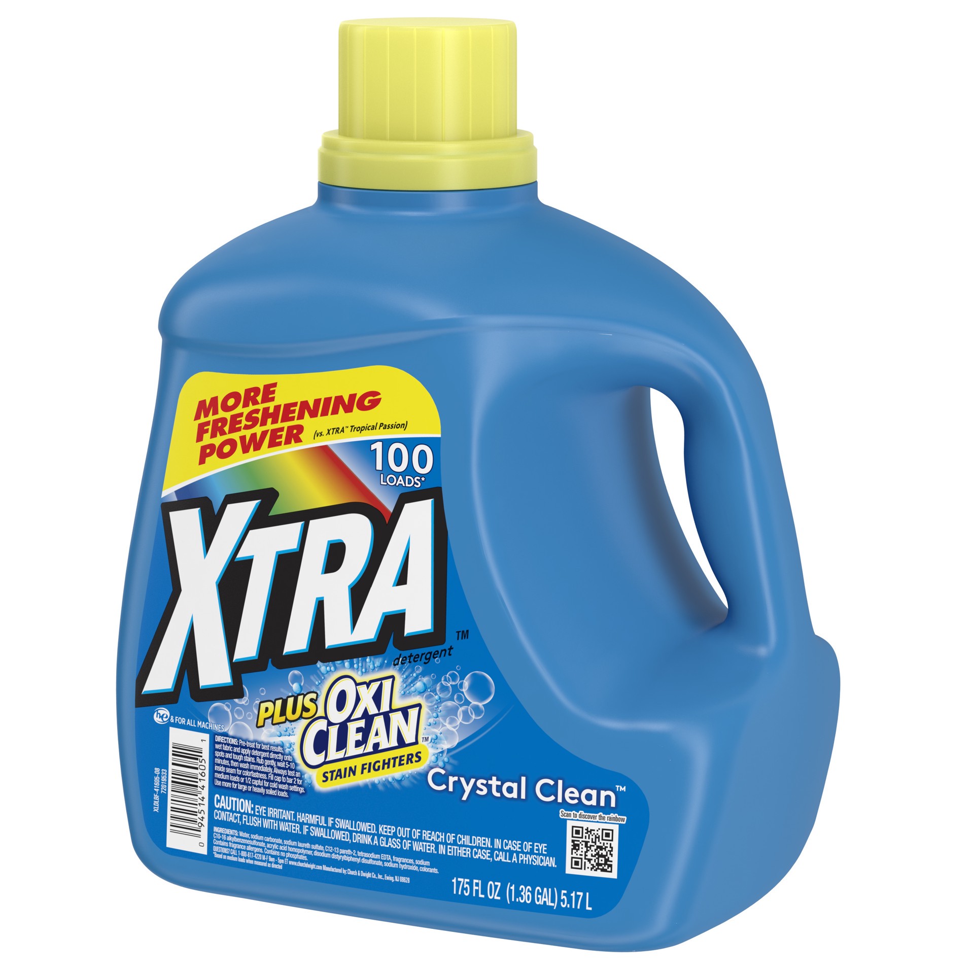 slide 2 of 5, Xtra Plus OxiClean Liquid Laundry Detergent, Crystal Clean, 175oz, 175 fl oz
