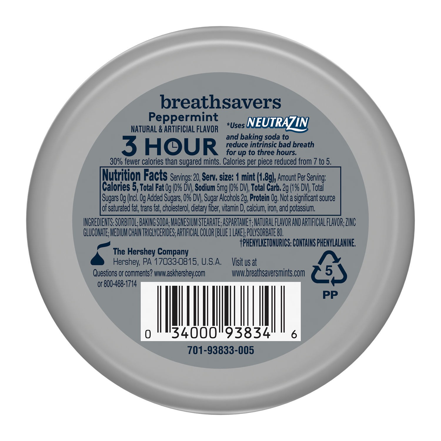 slide 2 of 4, Breath Savers Peppermint Flavored Sugar Free Breath Mints Tin, 1.27 oz, 1.27 oz