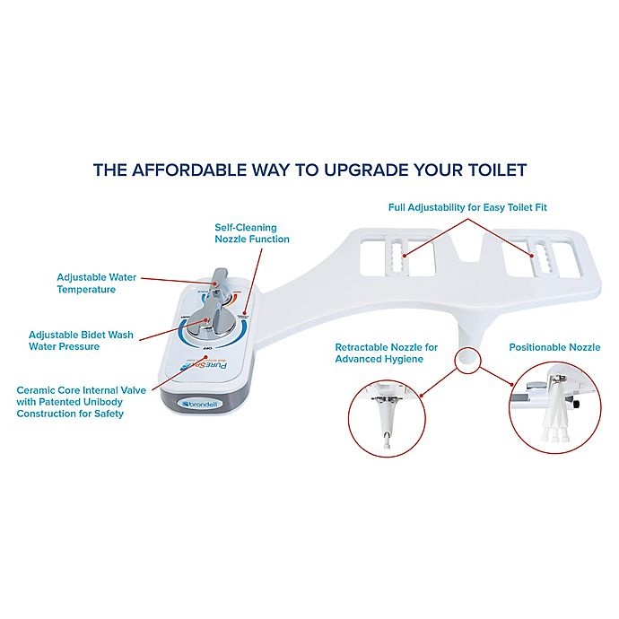 slide 3 of 8, Brondell PureSpa Non-Electric Toilet Water Spray Seat Dual Temperature Bidet Attachment White, 1 ct