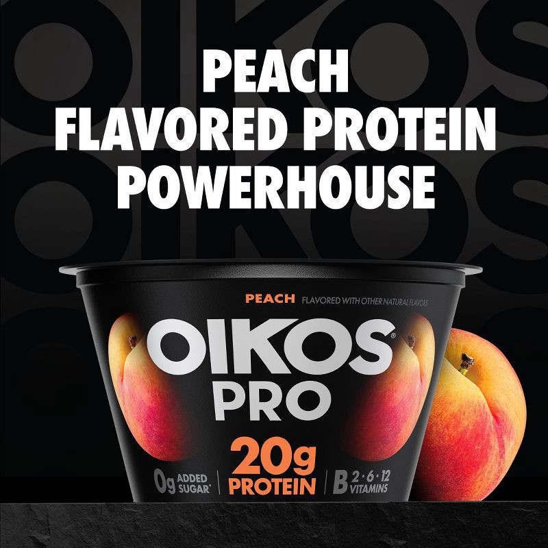 slide 3 of 12, Oikos Pro Peach Greek Yogurt - 20g Protein 5.3oz, 20 gram, 5.3 oz