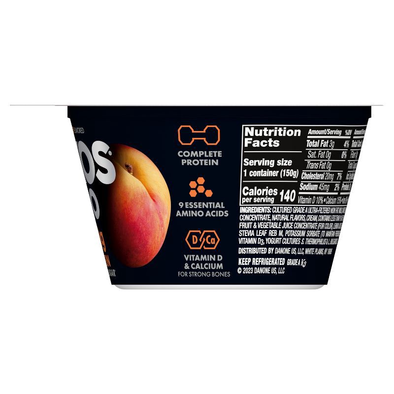 slide 10 of 12, Oikos Pro Peach Greek Yogurt - 20g Protein 5.3oz, 20 gram, 5.3 oz