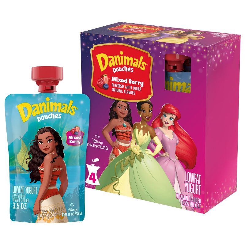 slide 1 of 12, Danimals Mixed Berry Blast Kids' Squeezable Yogurt - 4ct/3.5oz Pouches, 4 ct; 3.5 oz