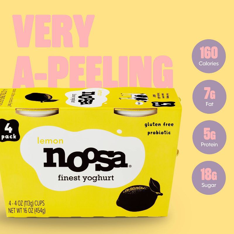 slide 8 of 10, noosa Lemon Aussie Style Yogurt - 5g Protein 4ct/16oz, 5 gram, 4 ct, 16 oz