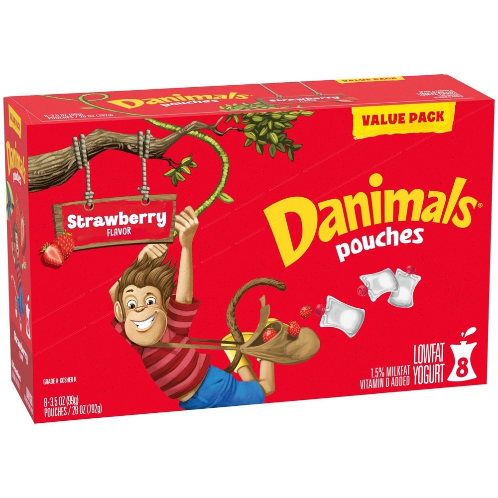 slide 6 of 8, DANNON Danimals Strawberry Explosion Kids' Squeezable Yogurt - 8ct/3.5oz Pouches, 8 ct; 3.5 oz