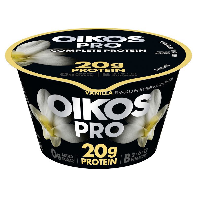 slide 1 of 12, Oikos Pro Vanilla Greek Yogurt - 20g Protein 5.3oz: Gluten-Free, No Added Sugar, 5.3 oz