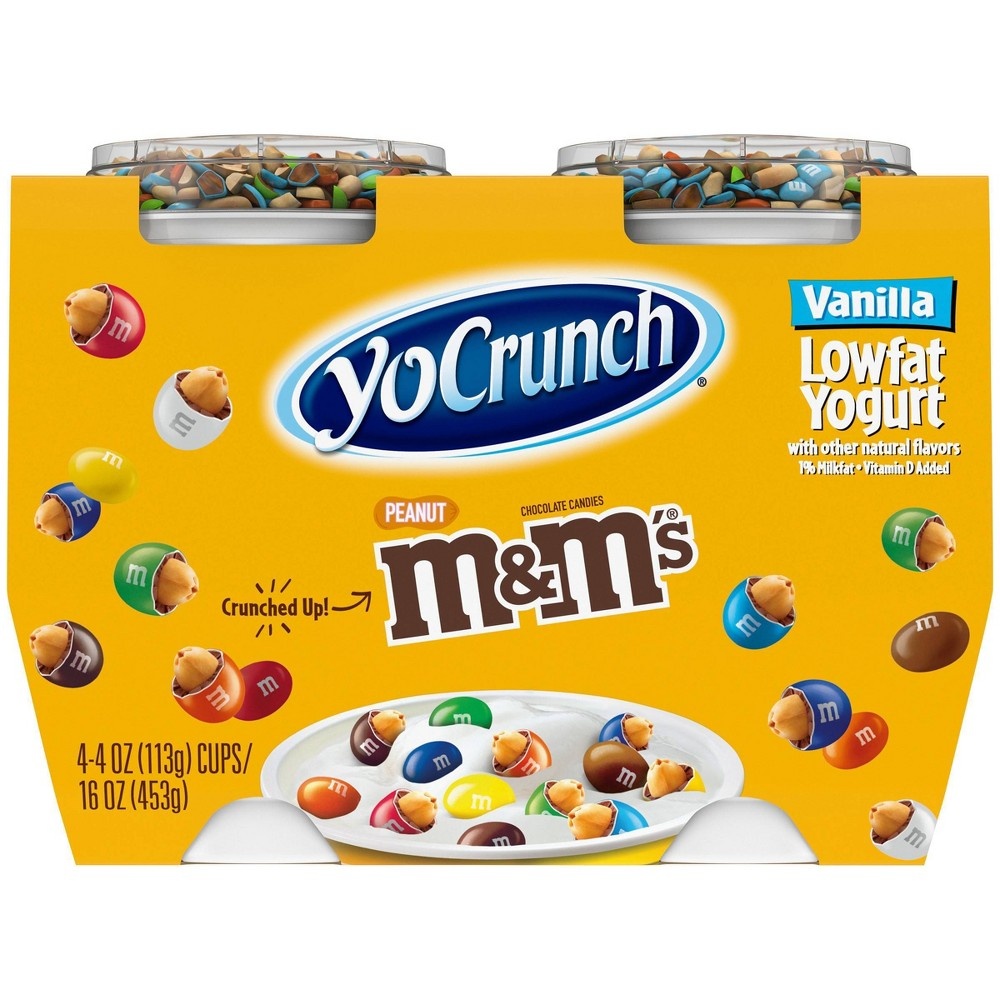 slide 3 of 6, YoCrunch Low Fat Vanilla Kids' Yogurt with Peanut M&M's - 4ct/4oz Cups, 4 ct; 4 oz