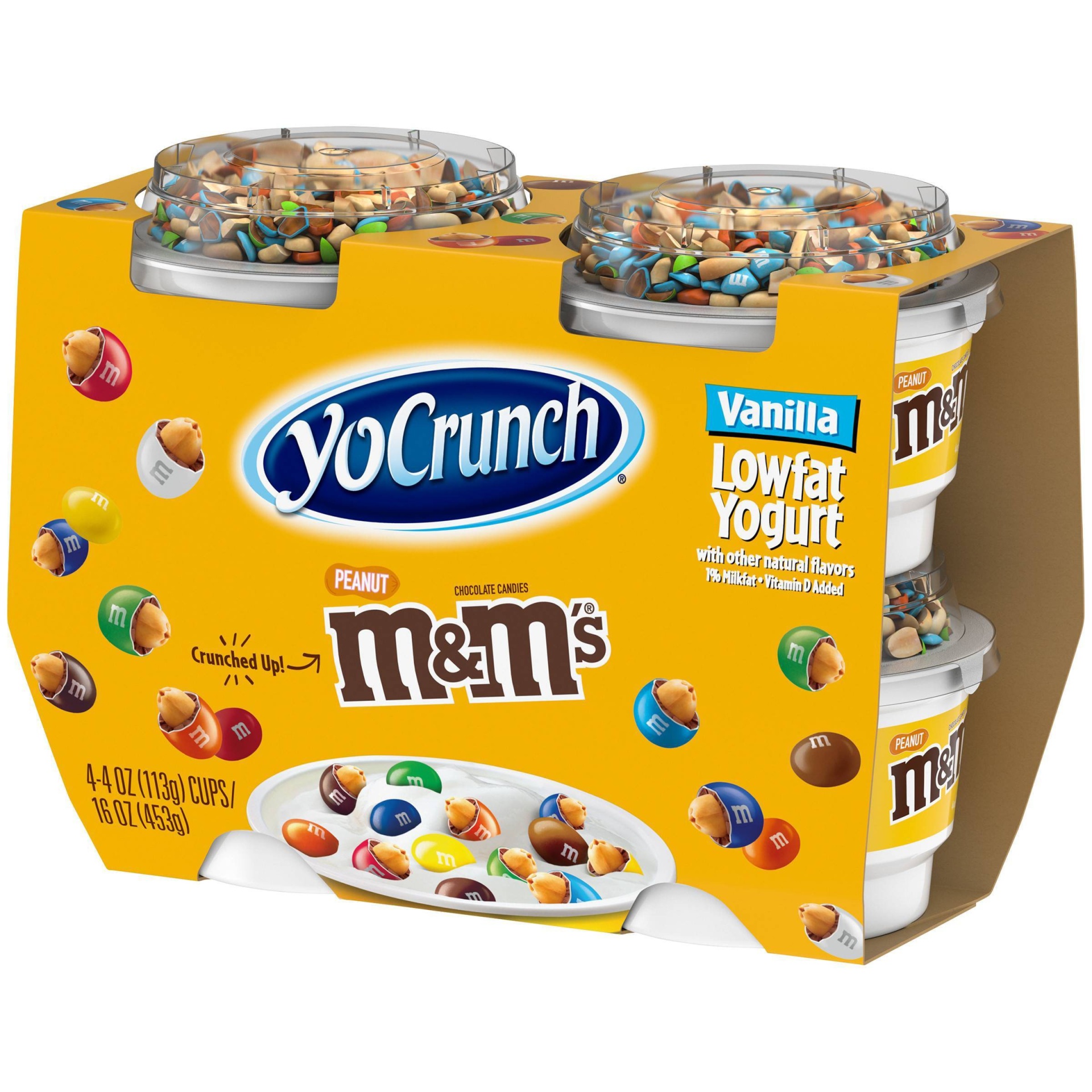 slide 1 of 6, YoCrunch Low Fat Vanilla Kids' Yogurt with Peanut M&M's - 4ct/4oz Cups, 4 ct; 4 oz