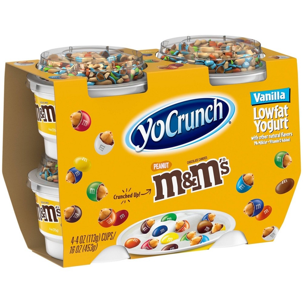 slide 4 of 6, YoCrunch Low Fat Vanilla Kids' Yogurt with Peanut M&M's - 4ct/4oz Cups, 4 ct; 4 oz