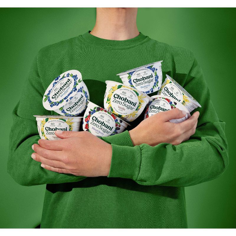 slide 9 of 11, Chobani Zero Sugar Mixed Berry Greek Yogurt - 12g Protein 4ct/5.3oz Cups, 12 gram, 4 ct, 5.3 oz