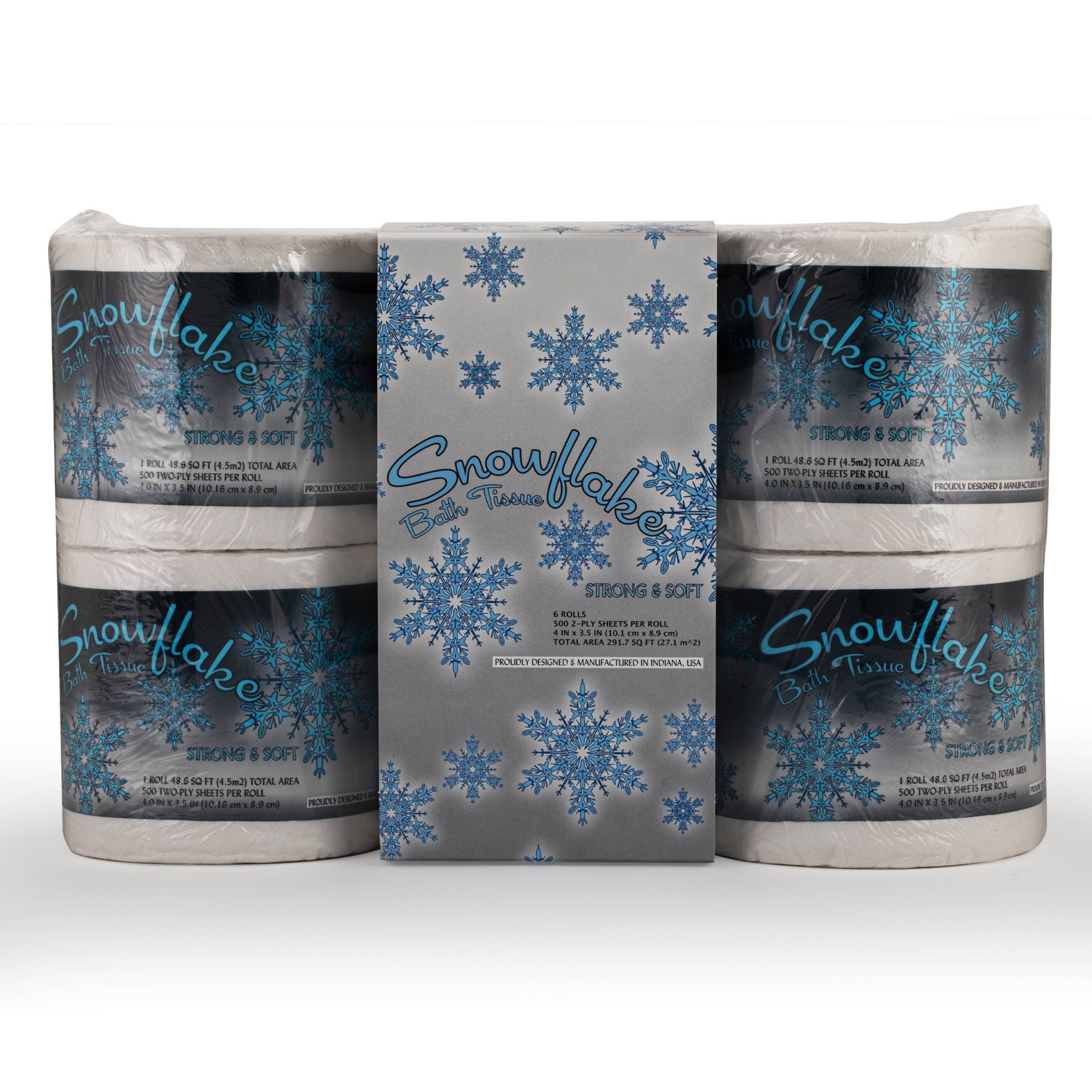 slide 1 of 4, SpaRoom Snowflake Toilet Paper, 6 ct