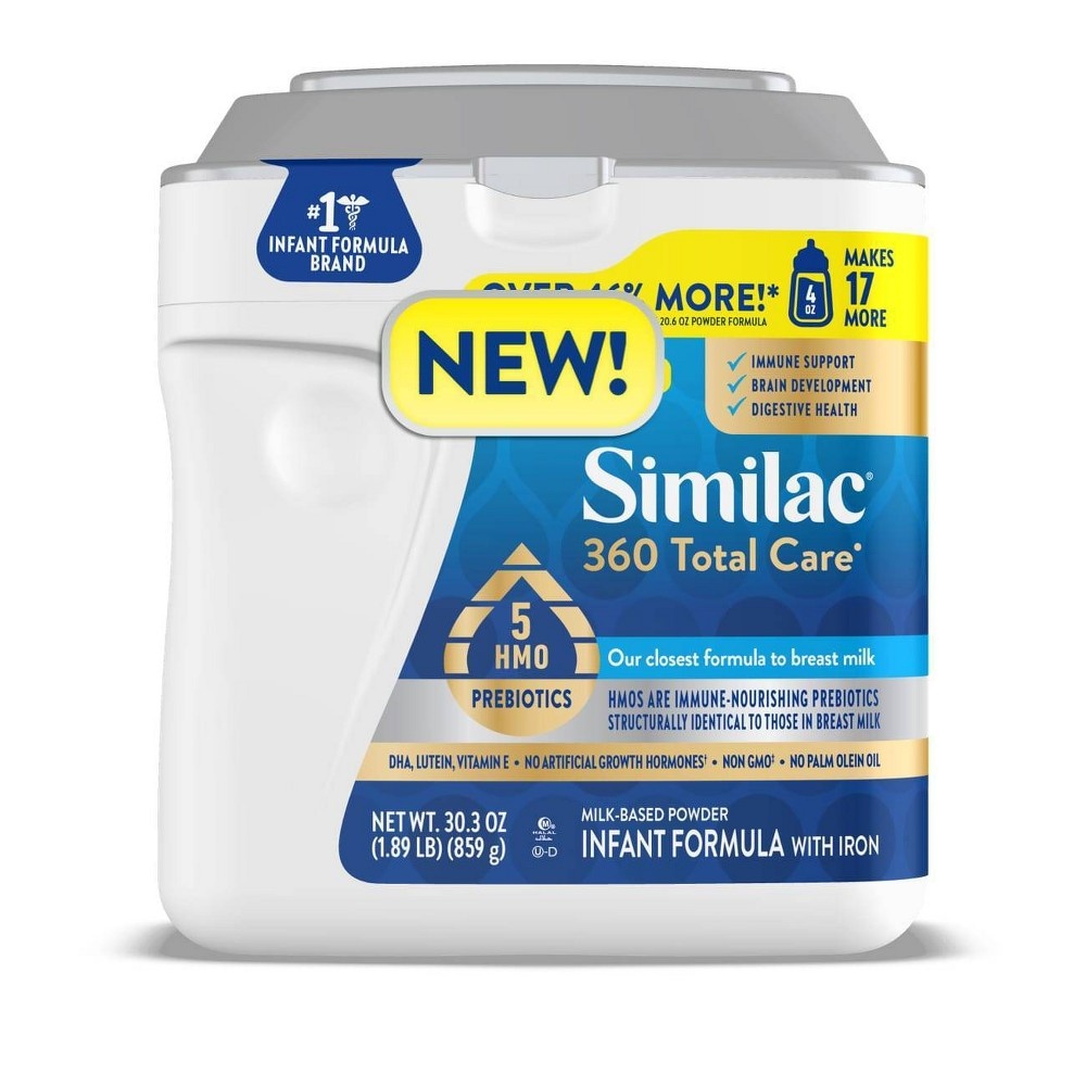 slide 3 of 7, Similac 360 Total Care Non-GMO Powder Infant Formula, 30.3 oz