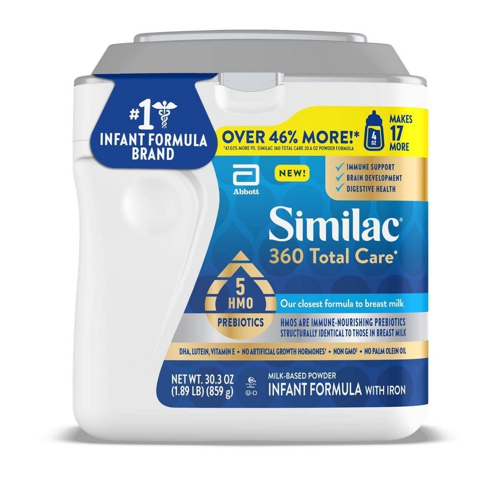 slide 4 of 7, Similac 360 Total Care Non-GMO Powder Infant Formula, 30.3 oz