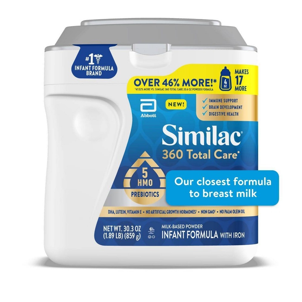 slide 5 of 7, Similac 360 Total Care Non-GMO Powder Infant Formula, 30.3 oz