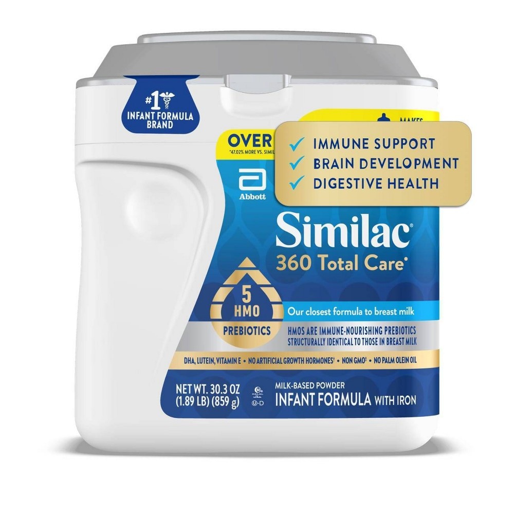 slide 6 of 7, Similac 360 Total Care Non-GMO Powder Infant Formula, 30.3 oz