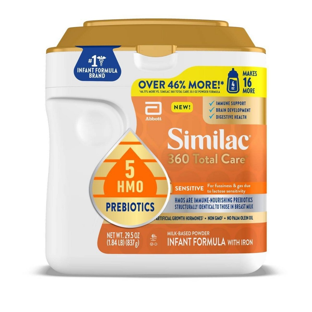slide 3 of 7, Similac 360 Total Care Sensitive Non-GMO Powder Infant Formula, 29.5 oz