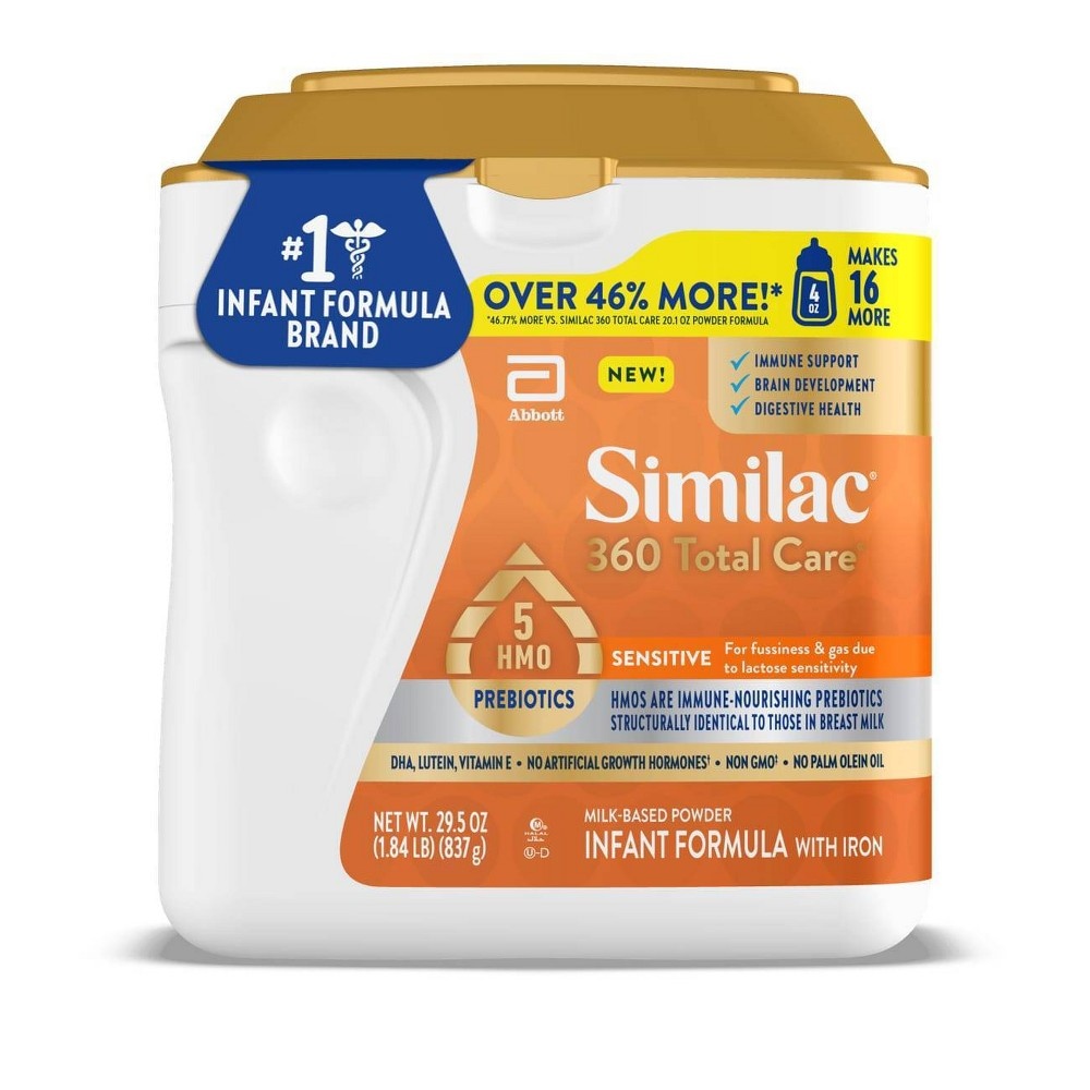 slide 2 of 7, Similac 360 Total Care Sensitive Non-GMO Powder Infant Formula, 29.5 oz