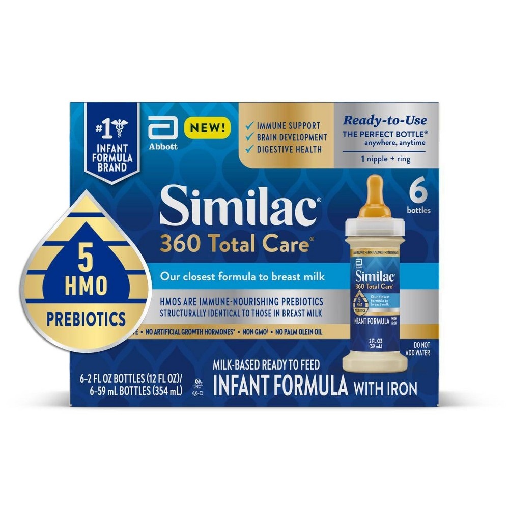 slide 3 of 9, Similac 360 Total Care Advance Non-GMO Ready to Feed Infant Formula Bottles Each/, 6 ct; 2 fl oz
