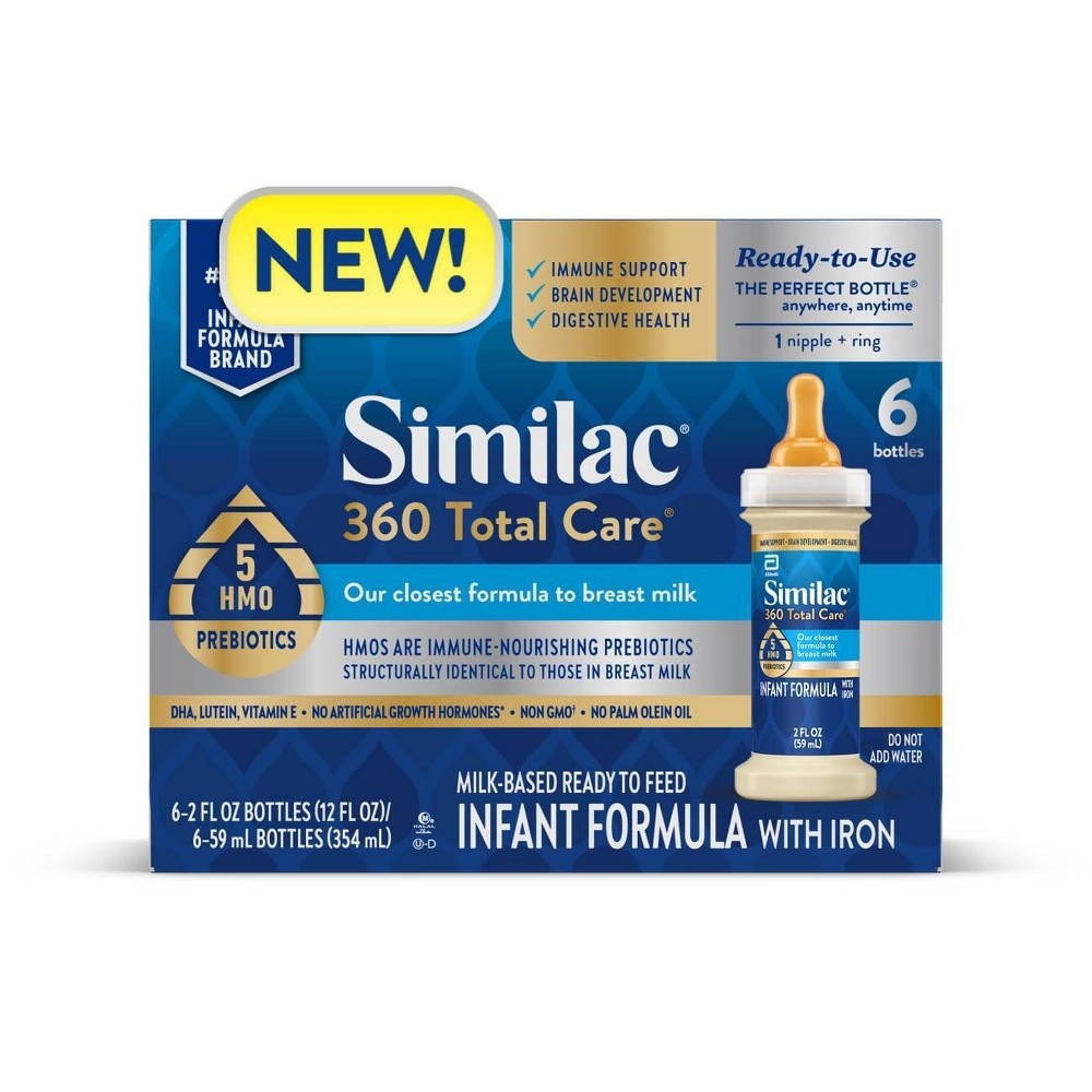 slide 4 of 9, Similac 360 Total Care Advance Non-GMO Ready to Feed Infant Formula Bottles Each/, 6 ct; 2 fl oz