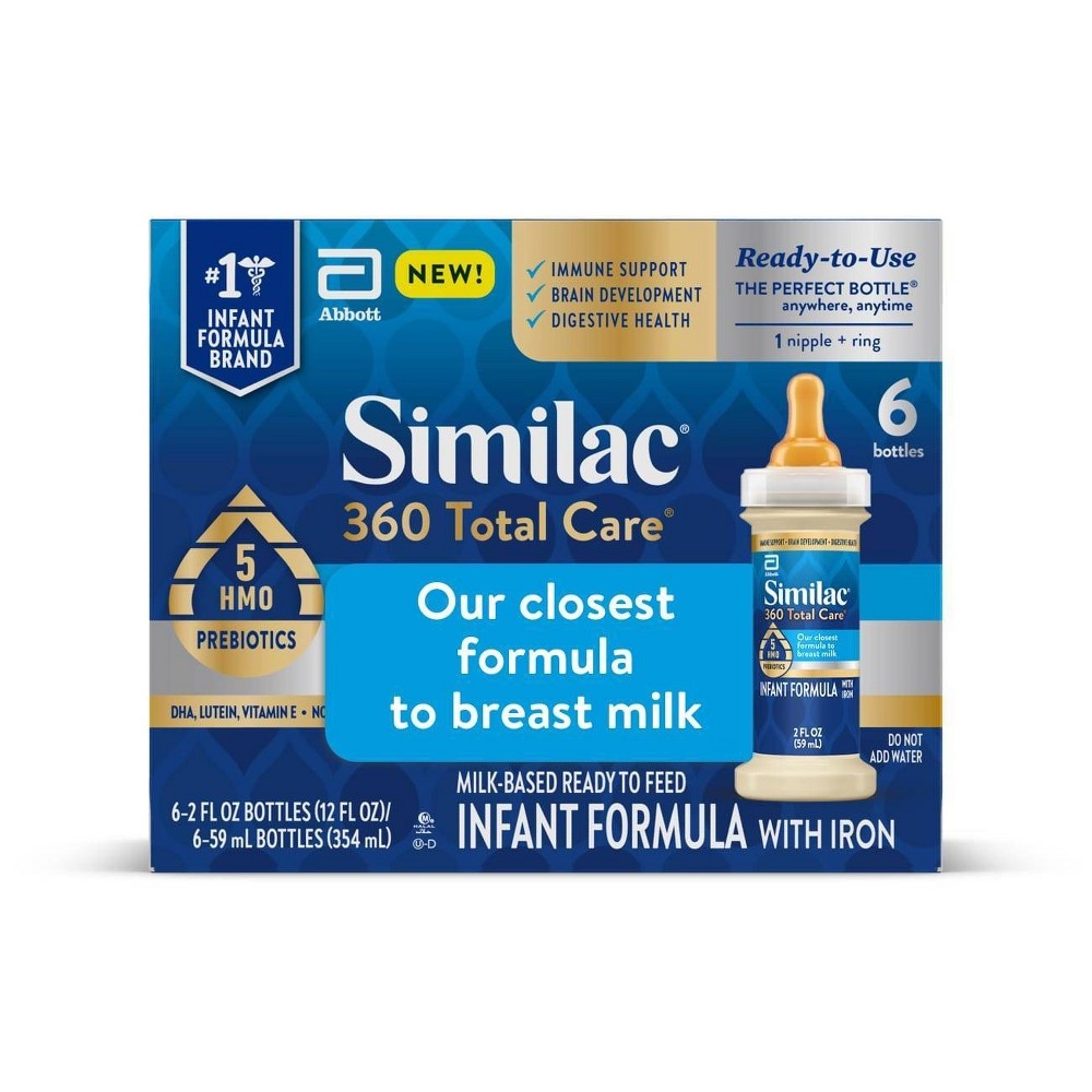 slide 6 of 9, Similac 360 Total Care Advance Non-GMO Ready to Feed Infant Formula Bottles Each/, 6 ct; 2 fl oz