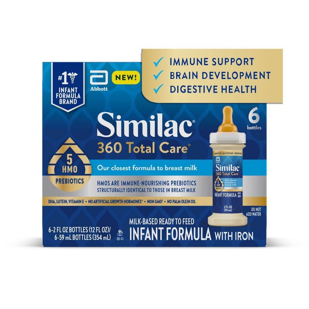 slide 7 of 9, Similac 360 Total Care Advance Non-GMO Ready to Feed Infant Formula Bottles Each/, 6 ct; 2 fl oz