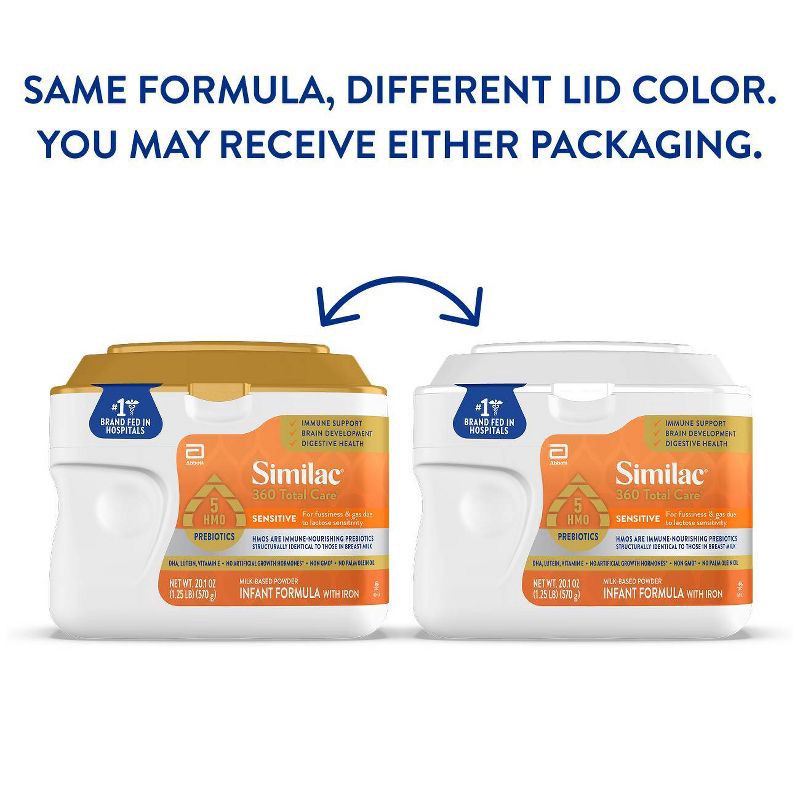 slide 15 of 15, Similac 360 Total Care Sensitive Non-GMO Powder Infant Formula - 20.1oz, 20.1 oz
