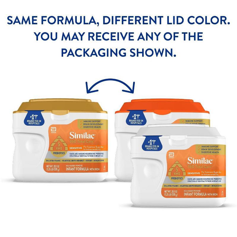 slide 4 of 15, Similac 360 Total Care Sensitive Non-GMO Powder Infant Formula - 20.1oz, 20.1 oz