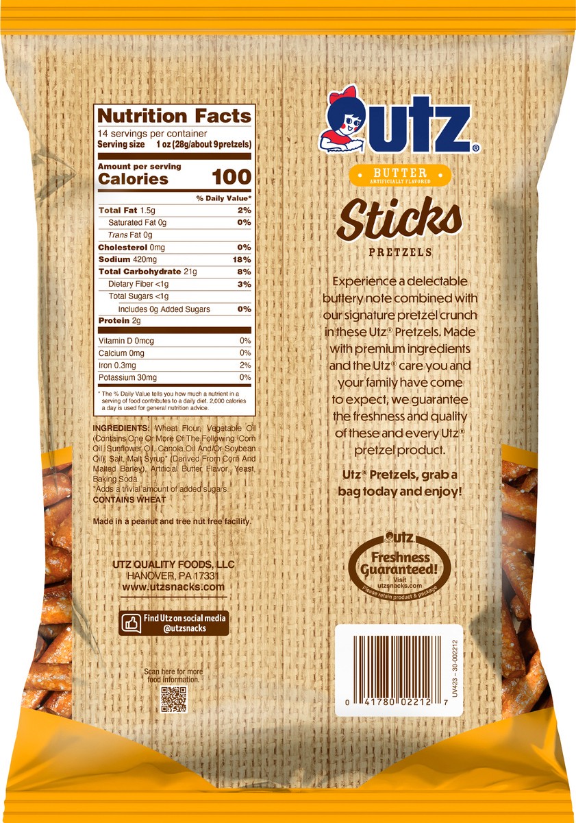 slide 6 of 7, Utz Butter Pretzel Sticks - 14 oz, 14 oz