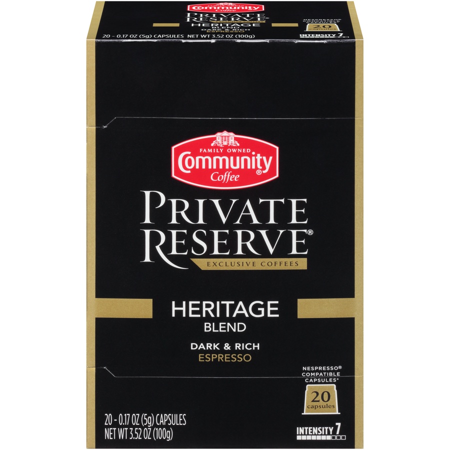 slide 1 of 1, Community Coffee Private Reserve Heritage Blend Espresso Coffee Capsules - 20 ct, 20 ct