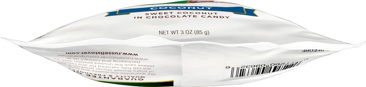 slide 4 of 8, RUSSELL STOVER Sugar Free Coconut Chocolate Candy, 3 oz. bag (≈ 6 pieces), 3 oz