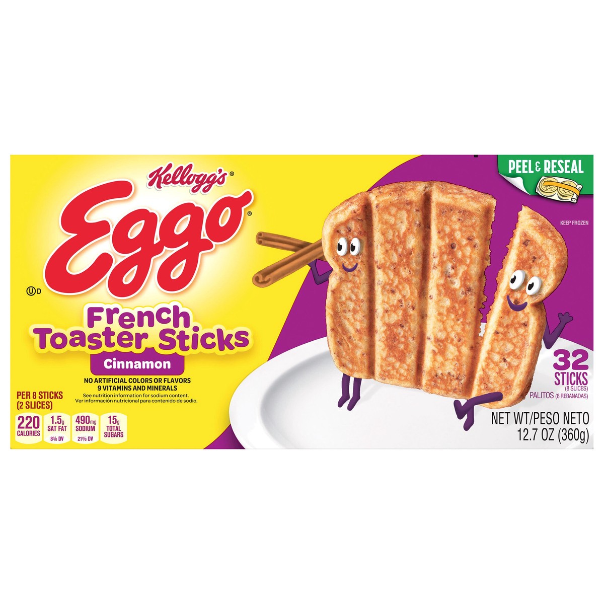 slide 1 of 5, Eggo Frozen French Toast Sticks, Cinnamon, 12.7 oz, 32 Count, Frozen, 12.7 oz