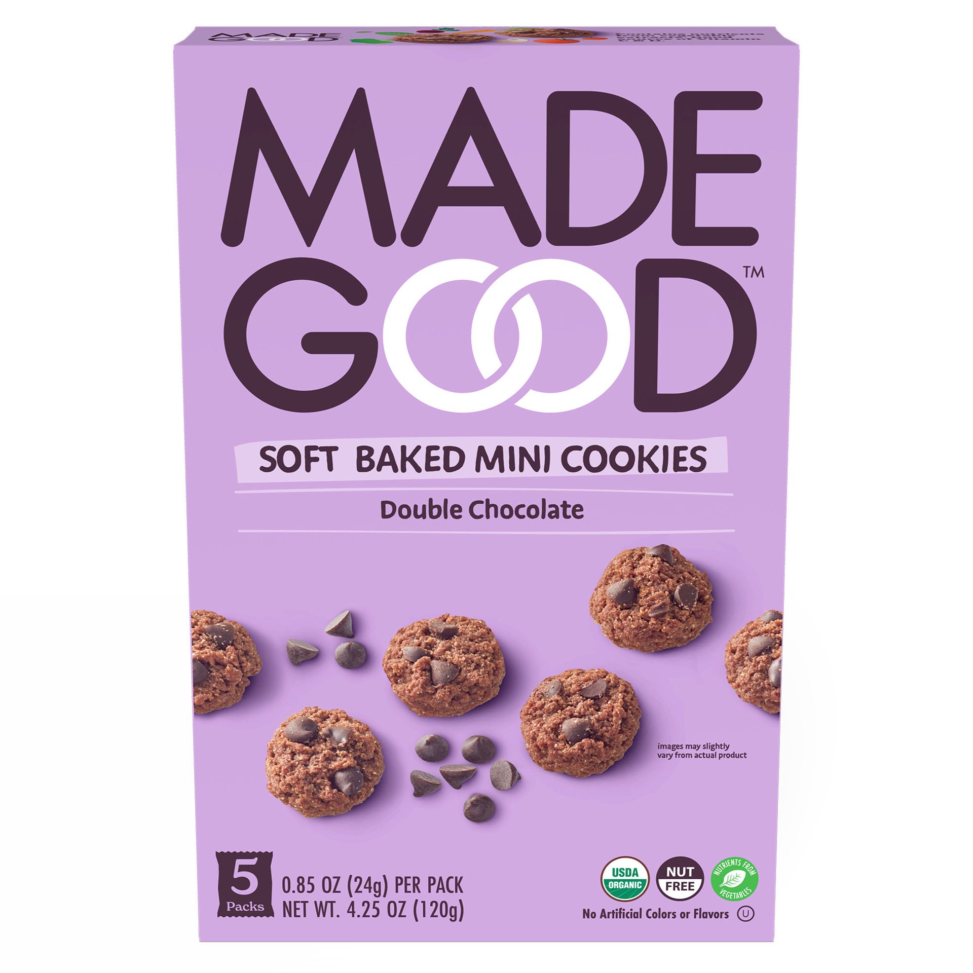 slide 1 of 10, MadeGood Double Chocolate Soft Baked Mini Cookies 5pk, 6 ct