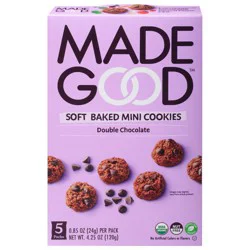 MadeGood Soft Baked Double Chocolate Mini Cookies 5 - 0.85 oz Packs