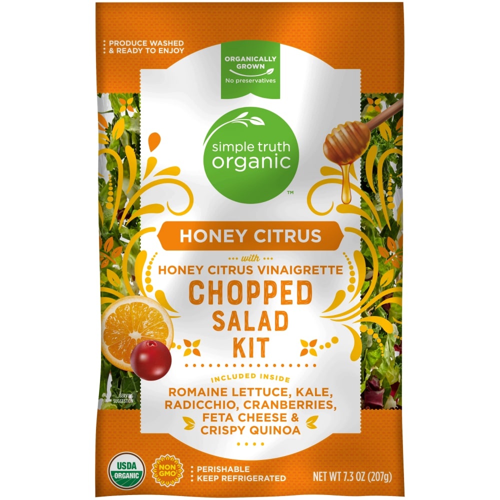 slide 1 of 1, Simple Truth Organic Honey Citrus With Honey Citrus Vinaigrette Chopped Salad Kit, 7.3 oz