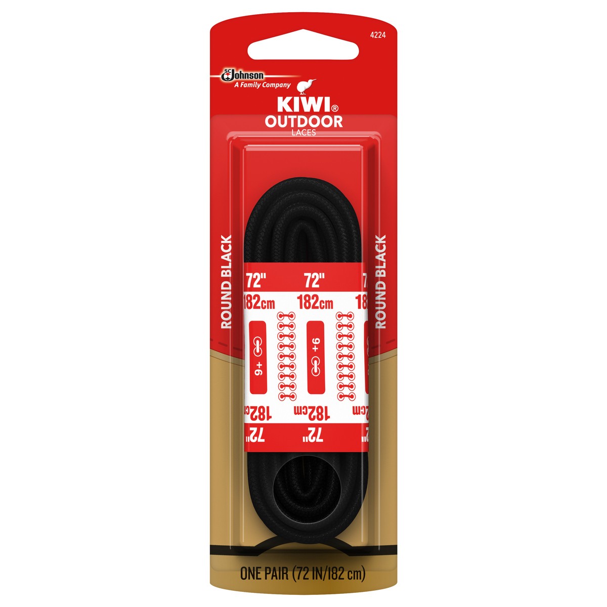 slide 1 of 5, KIWI Outdoor Round Laces, Black, 72 in, 1 pair, 72 in
