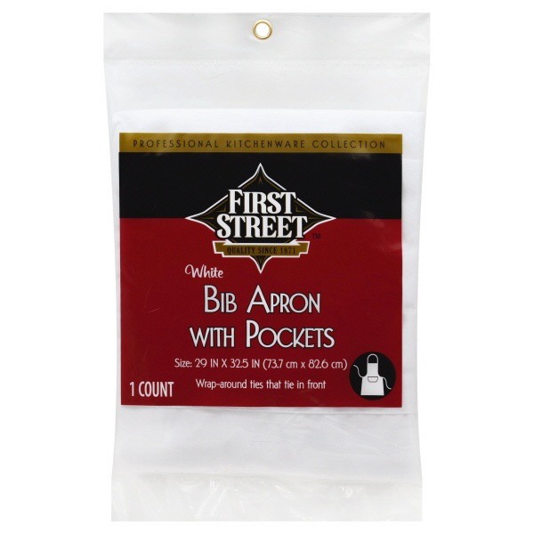 slide 1 of 1, First Street White Bib Apron, 1 ct
