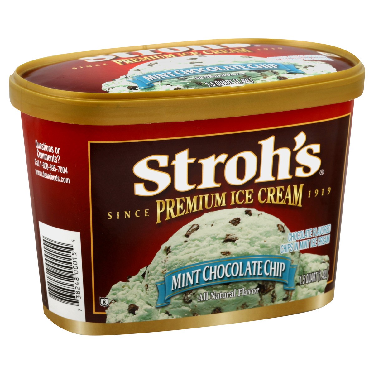 slide 5 of 5, Strohs Ice Cream, Premium, Mint Chocolate Chip, 1.5 qt