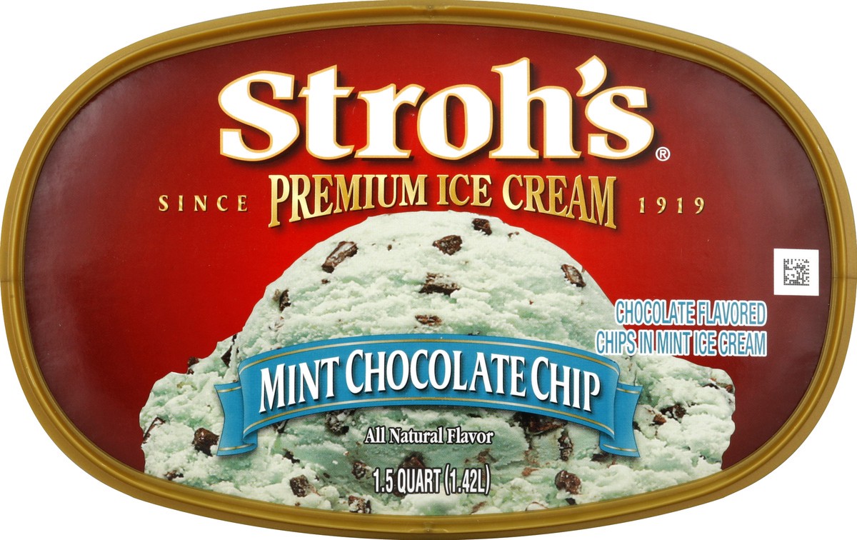 slide 2 of 5, Strohs Ice Cream, Premium, Mint Chocolate Chip, 1.5 qt