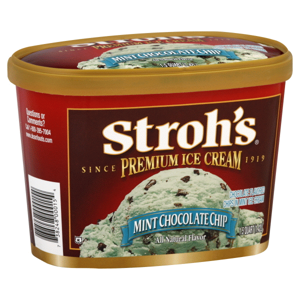 slide 1 of 5, Strohs Ice Cream, Premium, Mint Chocolate Chip, 1.5 qt